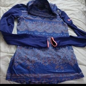 Nike Women's Patterned Long Sleeve Top - Blue and Pink